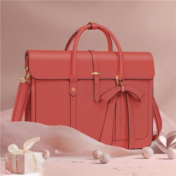 PU Leather Shoulder Bags Convertible Backpack, Coral - Picture 5 of 6